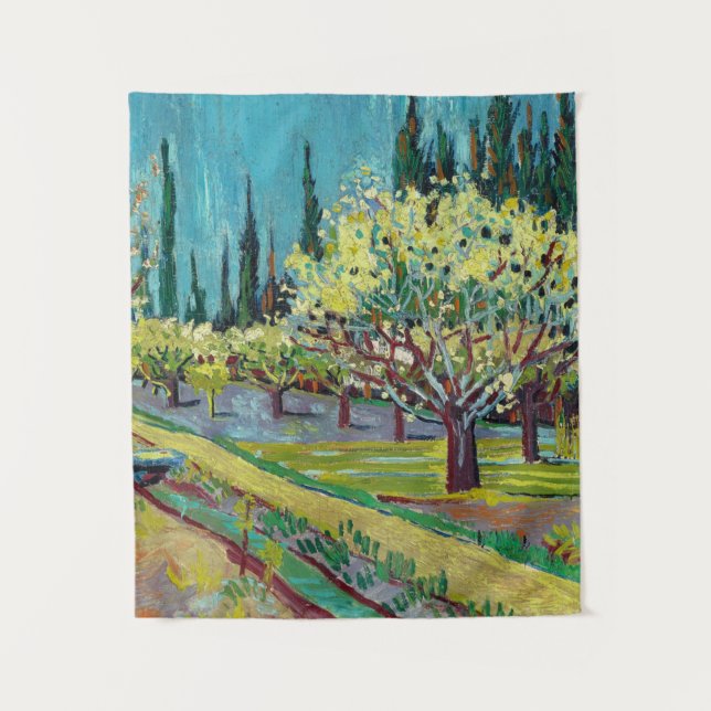 Orchard Bordered by Cypresses, 1888 by van Gogh Tapestry (Front)