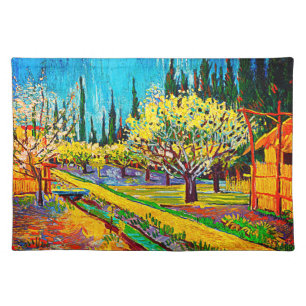 Orchard Bordered by Cypresses Vincent Van Gogh Cloth Placemat