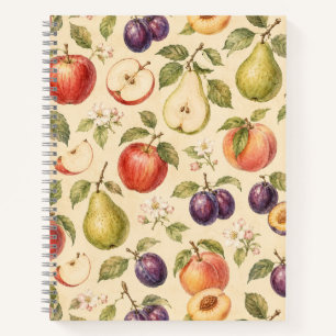 Orchard Fruit Watercolor Pattern Notebook