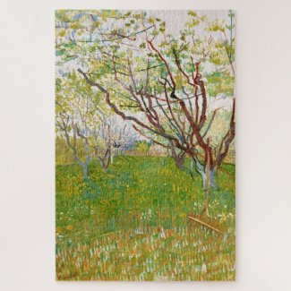 Orchard in Bloom Vincent van Gogh vibrant art Jigsaw Puzzle
