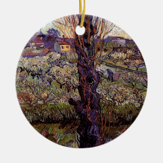 Orchard in Blossom, Arles by Vincent van Gogh Ceramic Ornament (Front)