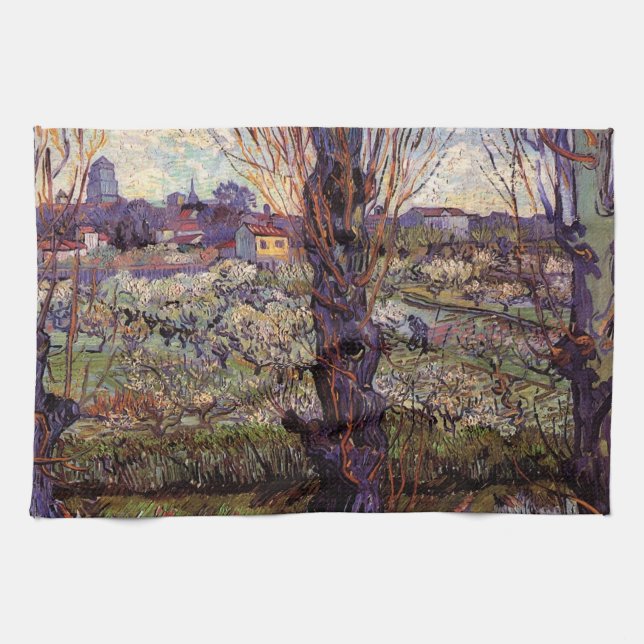 Orchard in Blossom, Arles by Vincent van Gogh Kitchen Towel (Horizontal)