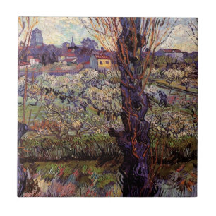Orchard in Blossom, Arles by Vincent van Gogh Tile