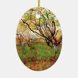 Orchard in Blossom by Vincent van Gogh Ceramic Ornament