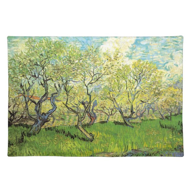 Orchard in Blossom by Vincent van Gogh Cloth Placemat (Front)