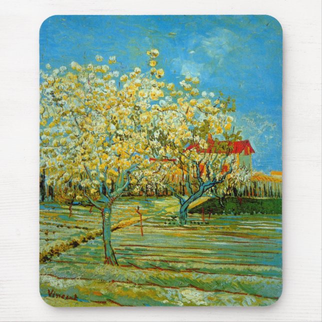 Orchard in Blossom by Vincent van Gogh Mouse Pad (Front)