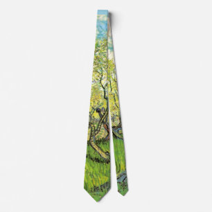 Orchard in Blossom by Vincent van Gogh Neck Tie