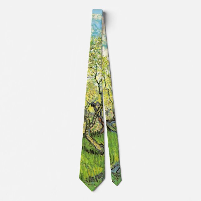 Orchard in Blossom by Vincent van Gogh Neck Tie (Front)