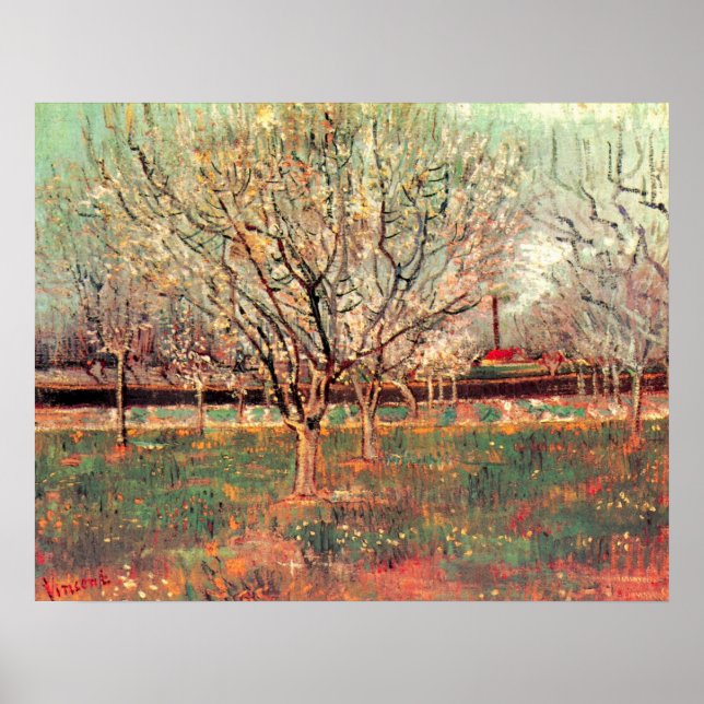 Orchard in Blossom, Plum Trees by Vincent van Gogh Poster (Front)