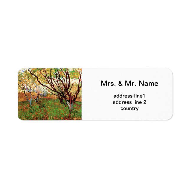 Orchard in Blossom, Vincent van Gogh Label (Front)
