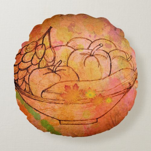 Orchard Orb Fruitful Circle Round Pillow