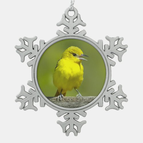 Orchard Oriole _ Original Photograph Snowflake Pewter Christmas Ornament