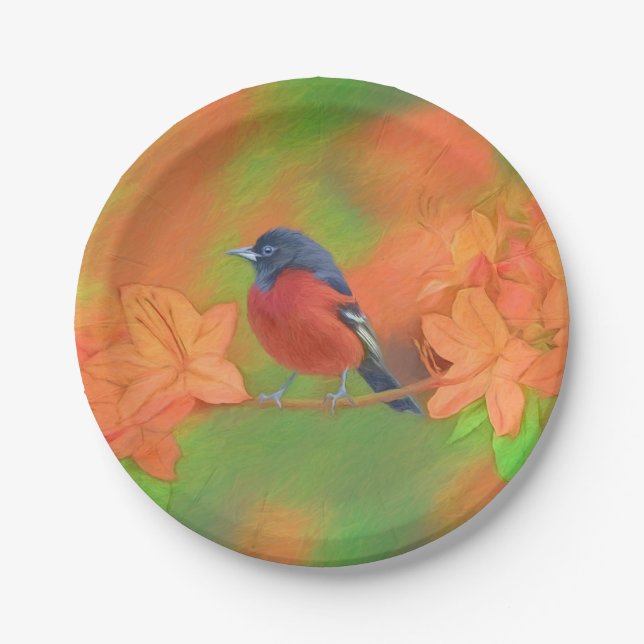 Orchard Oriole Songbird Painting Original Bird Art Paper Plates (Front)