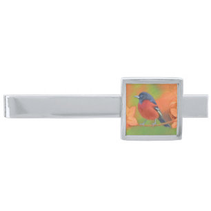 Orchard Oriole Songbird Painting Original Bird Art Silver Finish Tie Bar