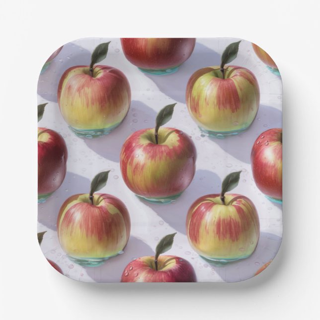 Orchard Red Apple Harvest Paper Plates (Front)