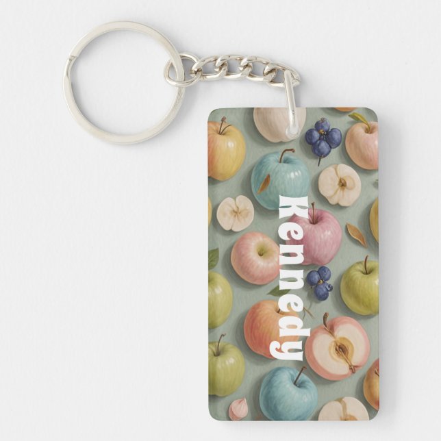 Orchard Whimsy: Pastel Fruit Keychain (Front)
