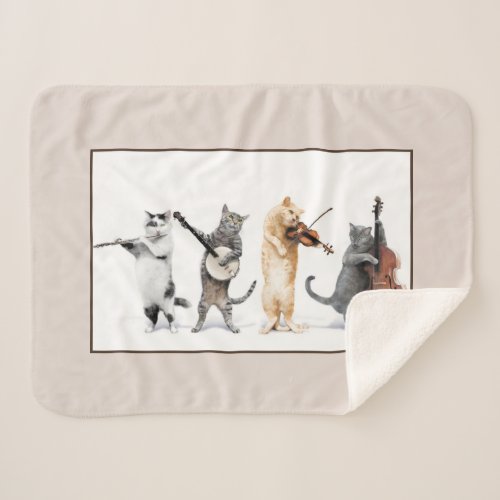 Orchestra cat Sherpa Blanket