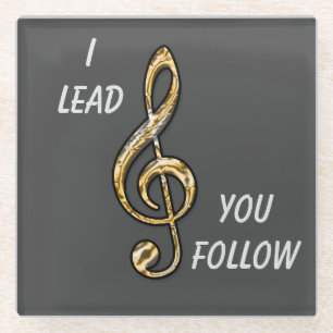 Orchestra Conductor Band Leader Gold Clef Musical Glass Coaster