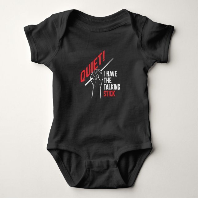 Orchestra Conductor Quiet Have the Talking Stick Baby Bodysuit (Front)