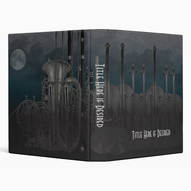 Orchestra Instrument Nighttime Skyline 3 Ring Binder (Background)