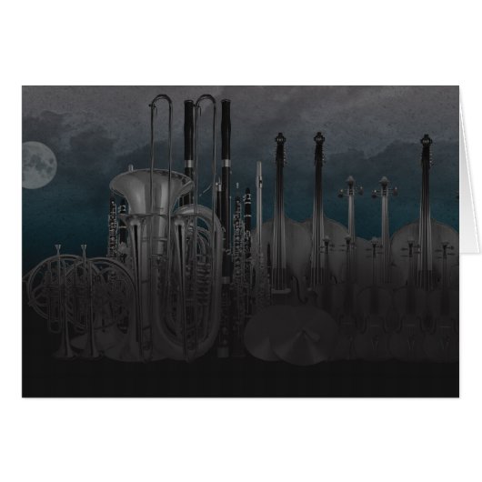 Orchestra Instrument Nighttime Skyline Cards (Front Horizontal)