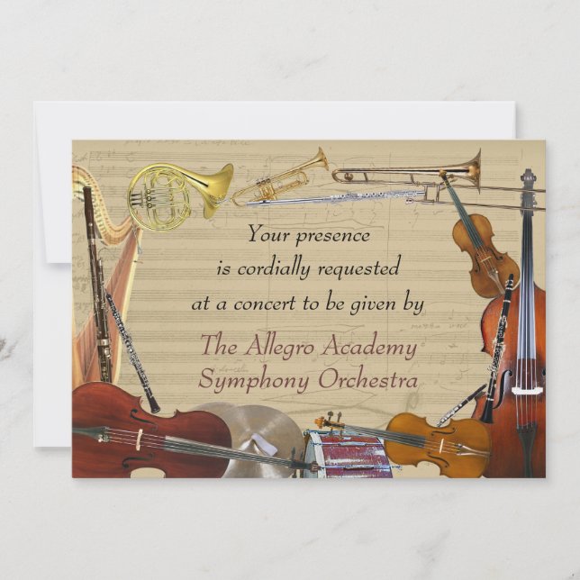 Orchestra Instruments Concert Invitation (Front)