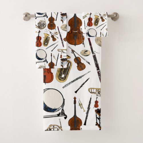 Orchestra Instruments Pattern Bath Towel Set