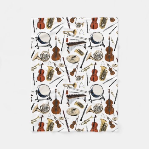 Orchestra Instruments Pattern Fleece Blanket