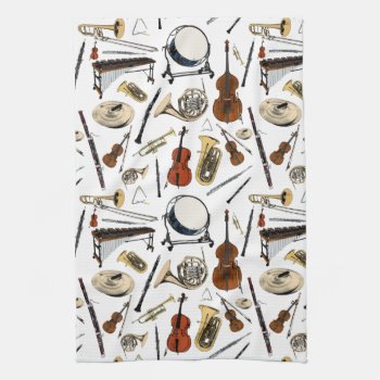 Orchestra Instruments Pattern Kitchen Towel by judgeart at Zazzle