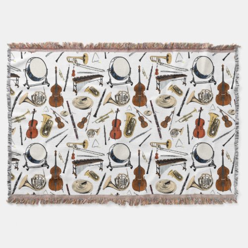 Orchestra Instruments Pattern Throw Blanket