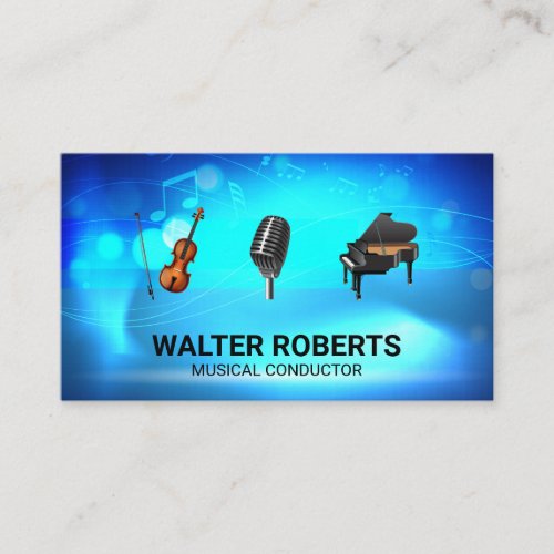Orchestra  Microphone Violin Piano Business Card