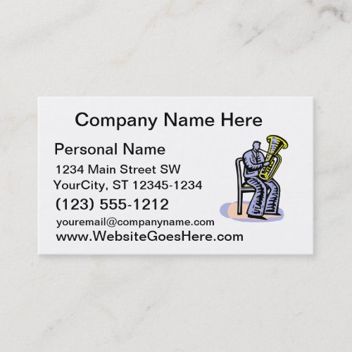 Orchestra Tuba Player Graphic, Seated Image Business Cards