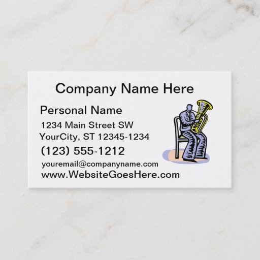 Customizable Orchestra Tuba Player Graphic, Seated Image Business Cards
