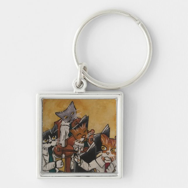 Orchestral Violin Music Cats Keychain (Front)