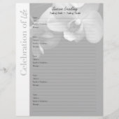 Orchid 1 Memorial Guest Book Custom Filler Pages (Front)