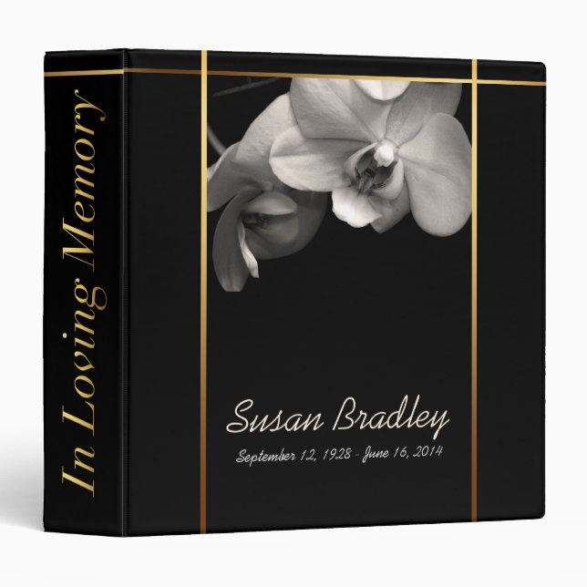 Orchid 1 Memorial Remembrance Books - Personalized Binder (Front/Spine)