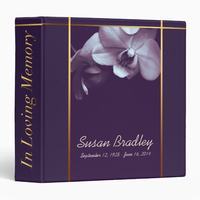 Orchid 2 Memorial Remembrance Books - Personalized Binder (Front/Spine)