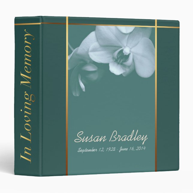 Orchid 5 Memorial Remembrance Book - Custom Binder (Front/Spine)