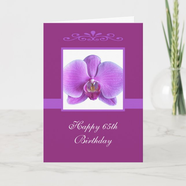 Orchid 65th Birthday Card (Front)