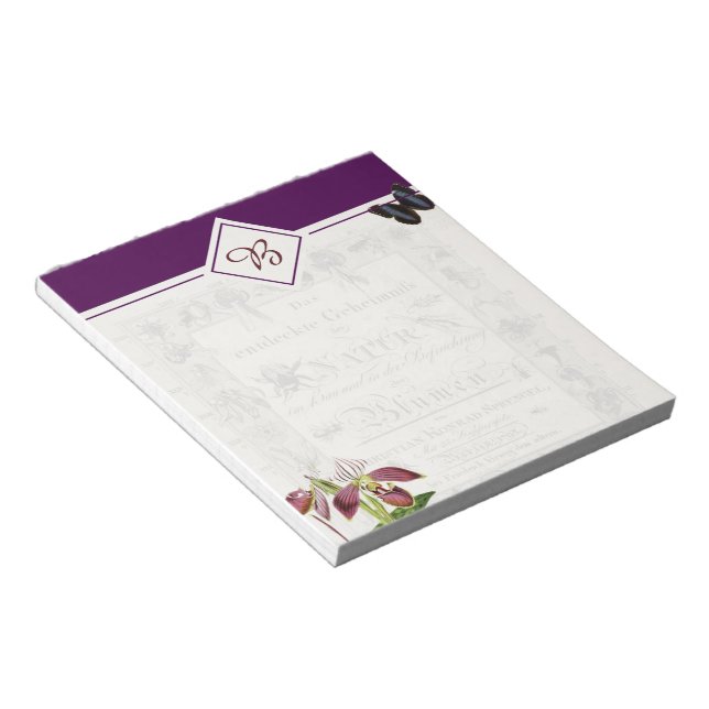 Orchid and butterfly botanical notepad (Angled)