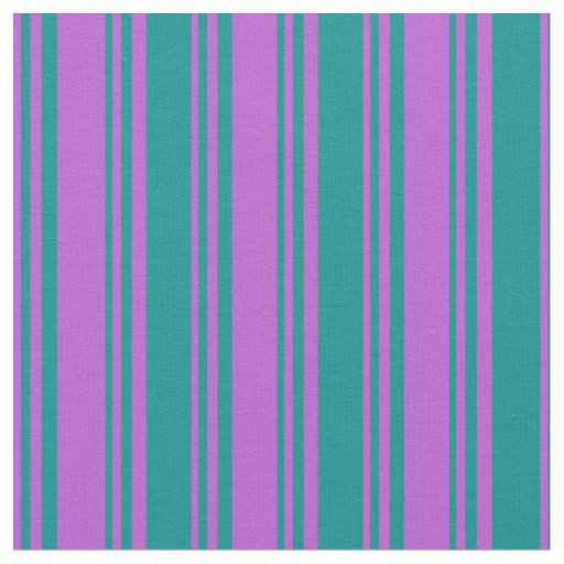 Orchid and Dark Cyan Pattern of Stripes Fabric