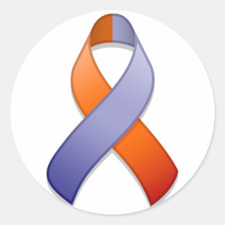 Orchid and Orange Awareness Ribbon Round Sticker