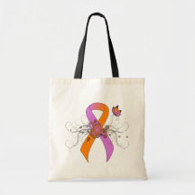 Orchid and Orange Awareness Ribbon with Butterfly