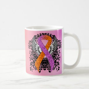 Orchid and Orange Awareness Ribbon with Wings Coffee Mug