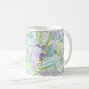 Orchid and palm leaves, tropical coffee mug