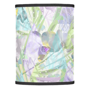 Orchid and palm leaves, tropical lamp shade