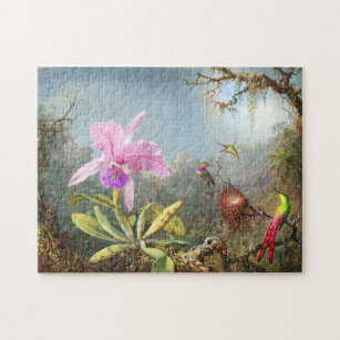 Orchid and three hummingbirds  jigsaw puzzle