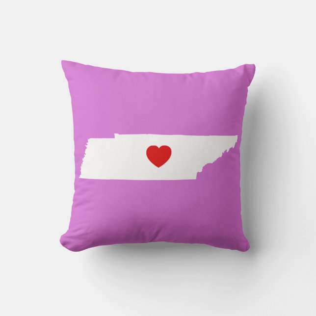 Orchid and White Tennessee with Red Heart Throw Pillow (Front)