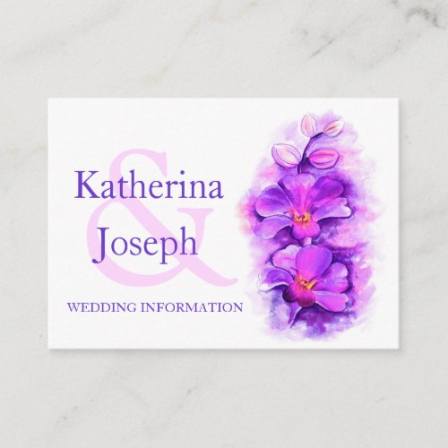 Orchid art purple wedding info enclosure card business cards