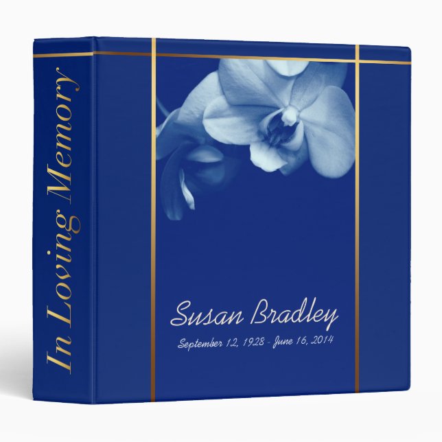 Orchid B1 Memorial Remembrance Books Personalized 3 Ring Binder (Front/Spine)